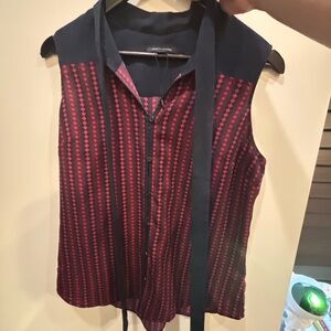 Navy and Red Sleeveless Blouse Tommy Hilfiger